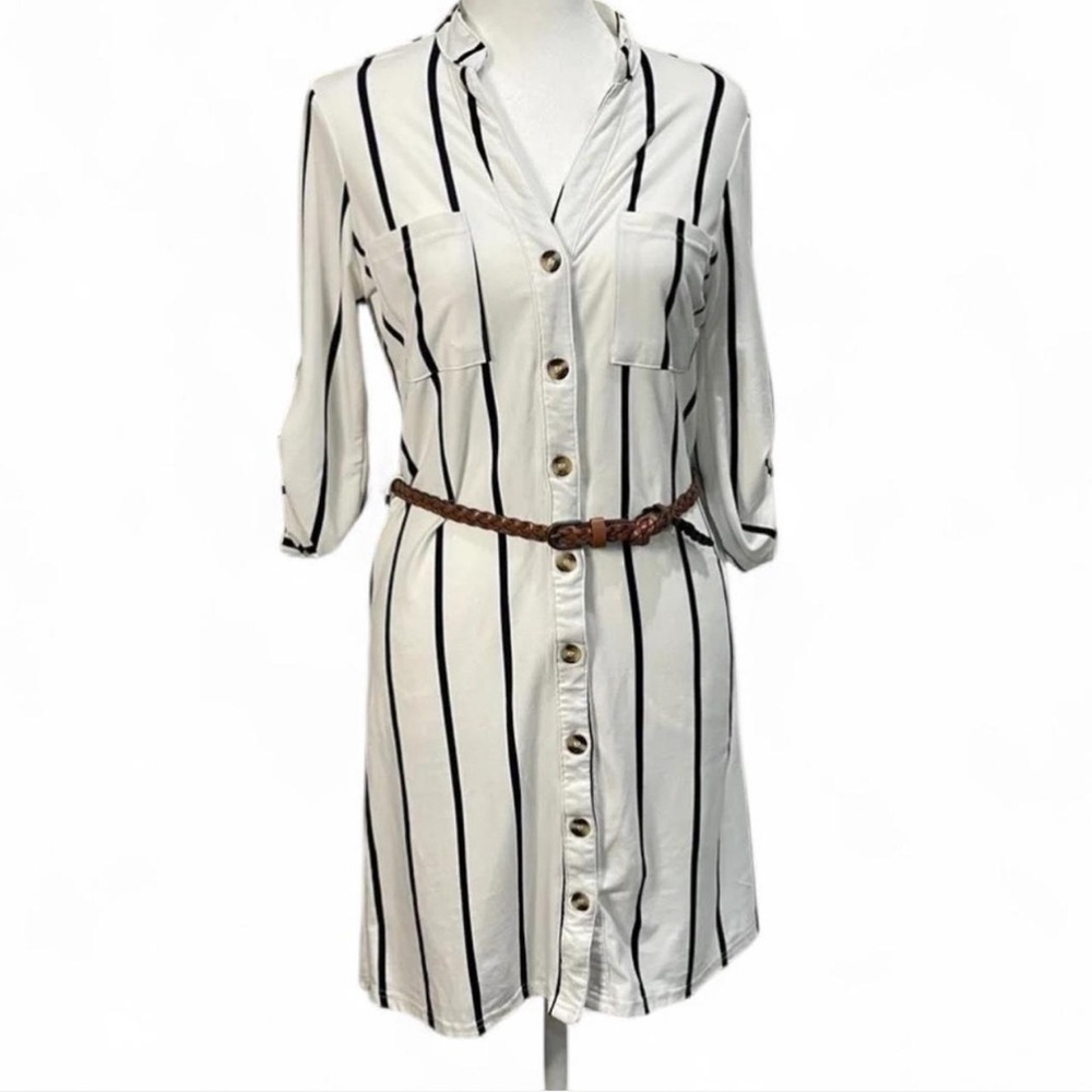 Classic/Casual Chic Striped Button Down Dress